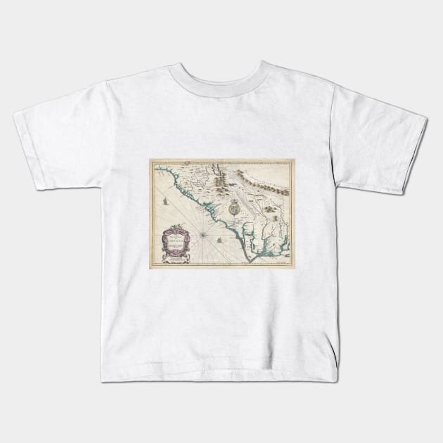 Vintage Map of The Carolinas (1676) Kids T-Shirt by Bravuramedia